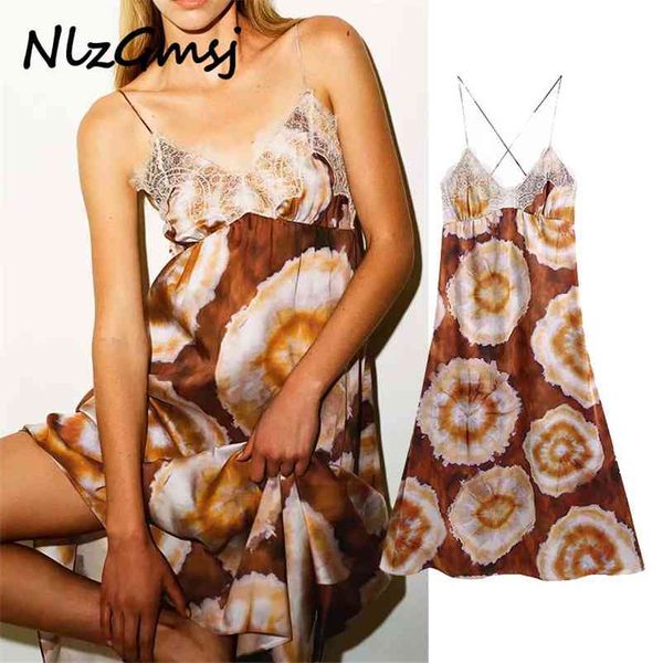 

dress woman print sling lace v-nack lacing cross design adjustable shoulder strap loose hem 06 210628, Black;gray