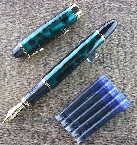 

fountain pens genuine jinhao 450 a pen full metal x450 gold golden clip 0.5mm medium nib business office supplies
