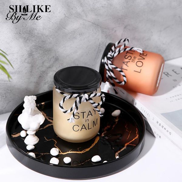

candles sillike black cover tether frosted silk screen candle glass smoke-handmade plant fragrance