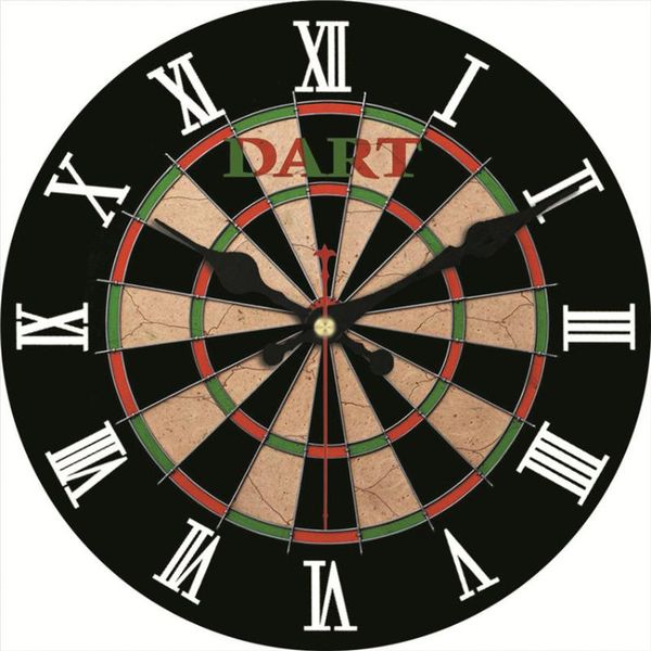 

wall clocks darts board silent non ticking round battery operated handmade hanging large 14inch clock