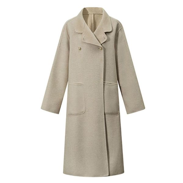 

women's wool & blends autumn winter fashion women woolen coat slim jacket cashmere stand-up collar warm female outerwear, Black