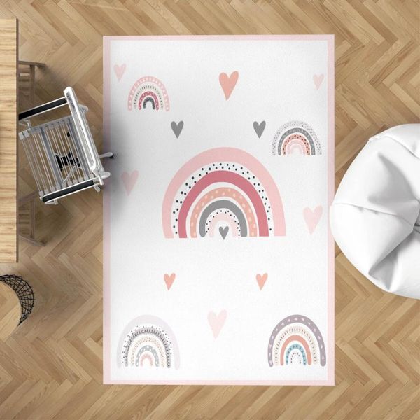 

carpets pastel rainbow digital antiallergic easy to clean non slip kids play rugs bedroom