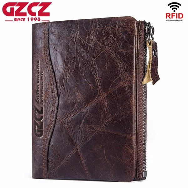 

wallets genuine leather men wallet rfid male purse coin pocket po card holder designer, Red;black