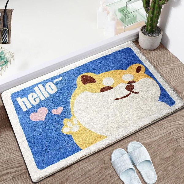 

carpets cartoon animal dog door mat akita and kirky carpet soft mats cute home bathroom balcony doorway absorbent non-slip gift