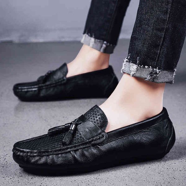 

dress shoes genuine leather men's peas set feet breathable casual comfortable driving s0nr, Black