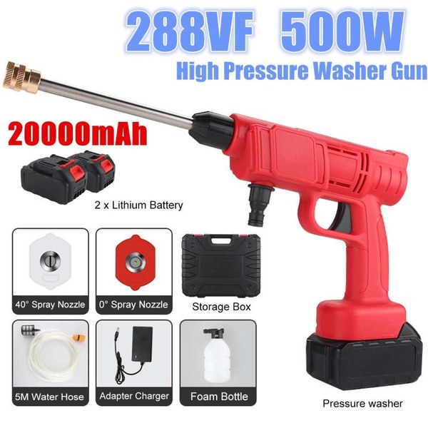 

car washer 500w 288vf high pressure gun wireless water sprayer for outdoor electric foam with 2pc battery
