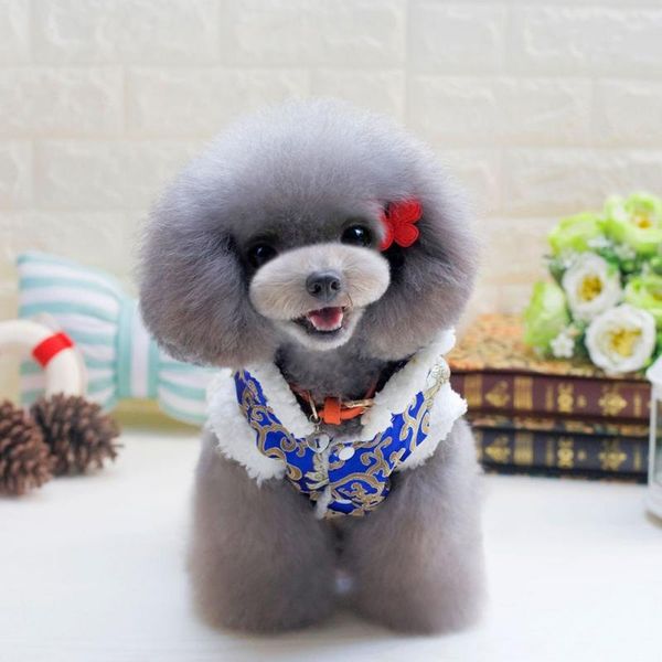 

dog apparel 2021 pet warm jumpsuit with chinese traditional style tang outfits embroidered 4 legged costume