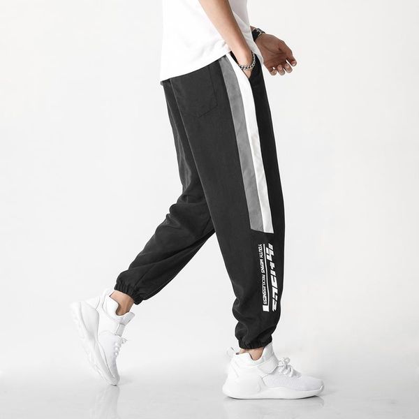 

men's pants asian size spring autumn men joggers harem man high street elastic waist sweatpants streetwear casual clothing, Black