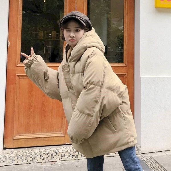 

women's jackets korean women's cotton jacket, bf quilted thick, medium long, winter, 2021, Black;brown