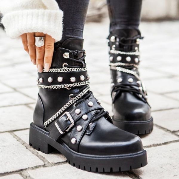 

boots [fvfv] winter fall 2021 punk women shoes high zipper thick heels black thin streetwear motorcycle biker
