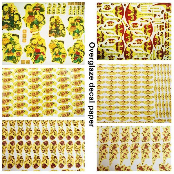 

craft tools pottery on-glaze colored paper low temperature baking flower stickers jingdezhen landscape pattern diy ceramic white tire