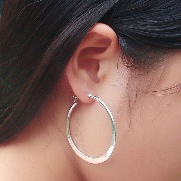 

hoop & huggie 38mm 45mm fashion big smooth circle earrings brincos simple party round loop for women jewelry, Golden;silver