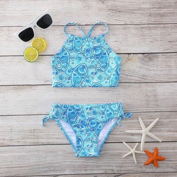 

children's swimwear two piece flamingo swimsuit for girls 2021 summer bikini sets kids lovely 8-14y one-pieces, Black