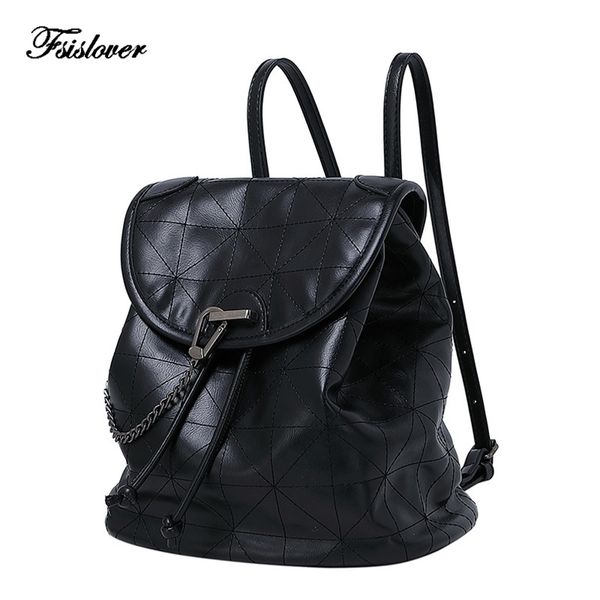 

fashion drawstring women backpack soft leather backpacks for teenage girls female school shoulder bag mochila 211215