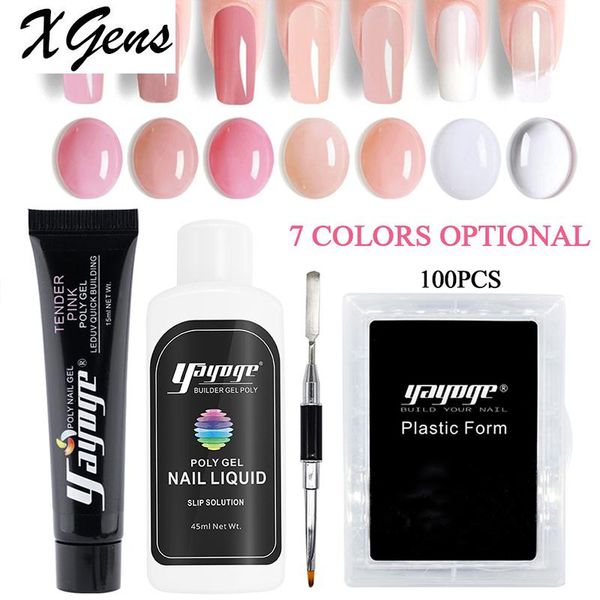 

nail gel 4pcs/set xgens poly kit 15ml quick building set uv extension for extensions acrylic polish art, Red;pink
