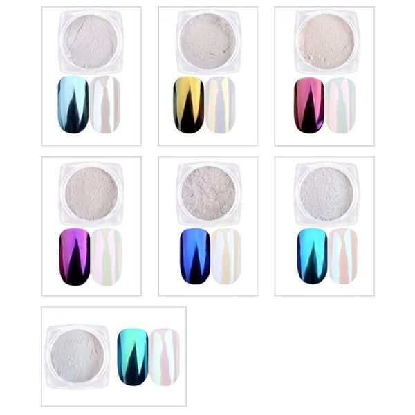 

nail glitter 7 jar pearl powder mirror effect chrome manicure pigment, Silver;gold