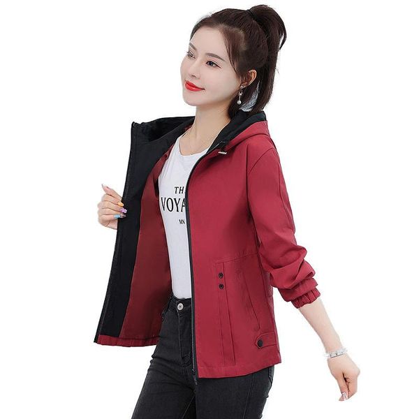 

women's trench coats windbreaker jacket 2021spring autumn plus size 4xl baseball uniform jackets loose casual female coat hooded l694, Tan;black