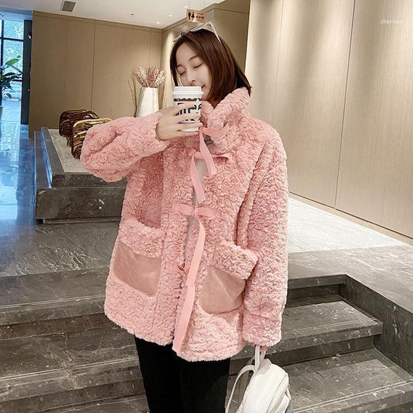 

winter jacket women 2021 faux fur coat warm thick fashion loose plush ladies fluffy1, Black