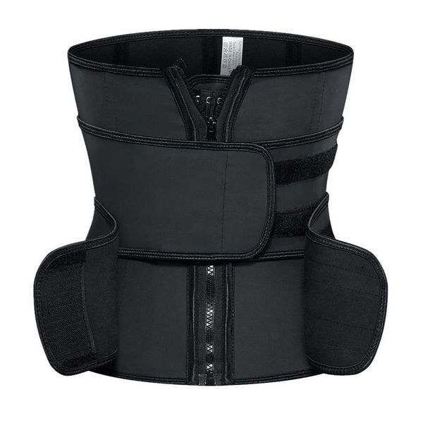 

women's shapers ranking black latex underbust waist cincher corset zipper & inner hooks rubber trainer with 2 belts, Black;white