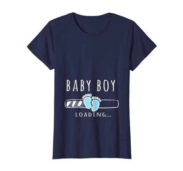 

womens pregnant mom shirt, baby boy loading, White;black