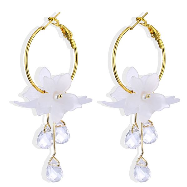 

fashion korean flower drop earrings for women white acrylic drops temperament earrings brinco jewelry wholesale jewelry, Silver