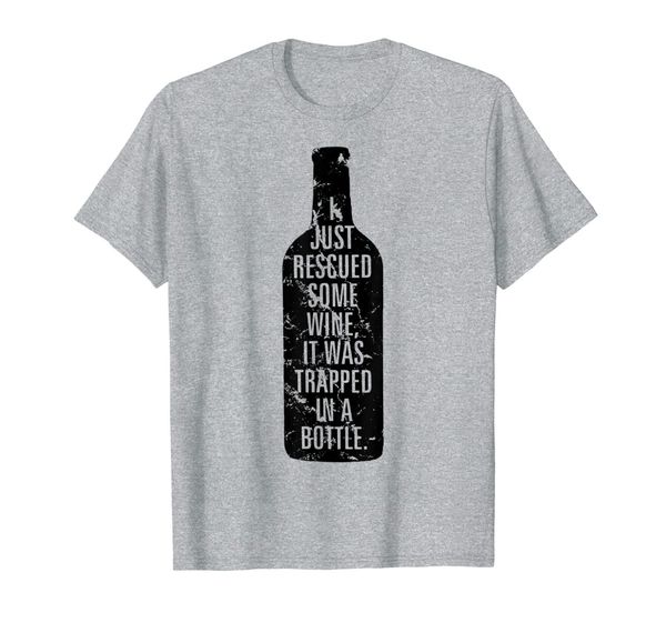 

i just rescued some wine it was trapped in a bottle drinking t-shirt, White;black