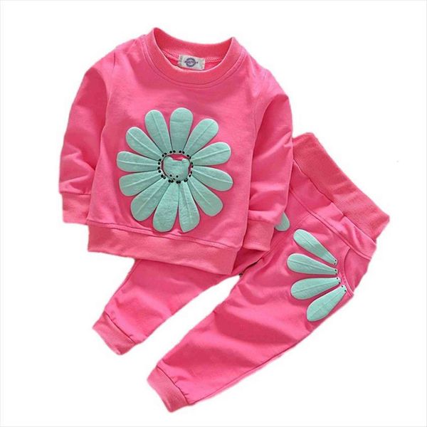 

girls sets spring winter kids or baby sunflower print outfits sweater pants 2pcs fashion suit children cute clothes, White