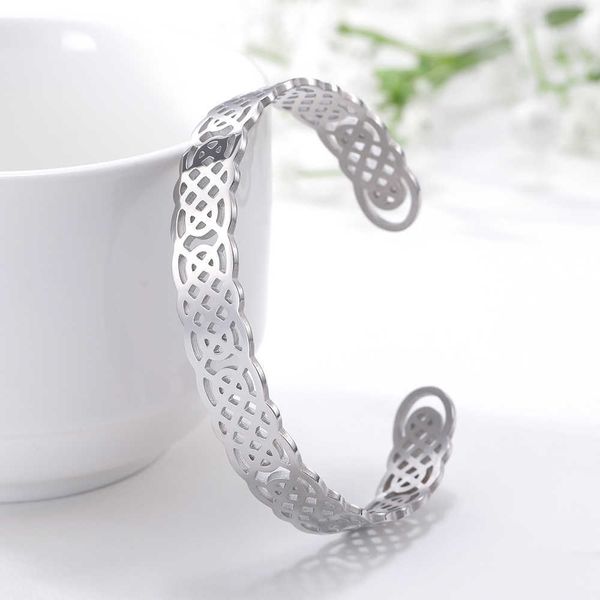 Skyrim Mulheres de Aço Inoxidável Vikings Vikings Bangle Irish Nó Celtics Nó Amulet Talisman Wiccan Bangles Pulseira Jóias Presente Q0719