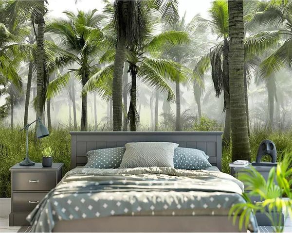 

wallpapers drop custom large wallpaper mural european coconut tree living room backdrop el restaurant 3d papel de parede