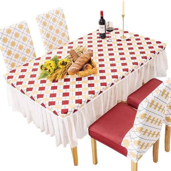

table cloth luxury style home decor orange plaid cover with lace skirt rectangle waterproof dining tea