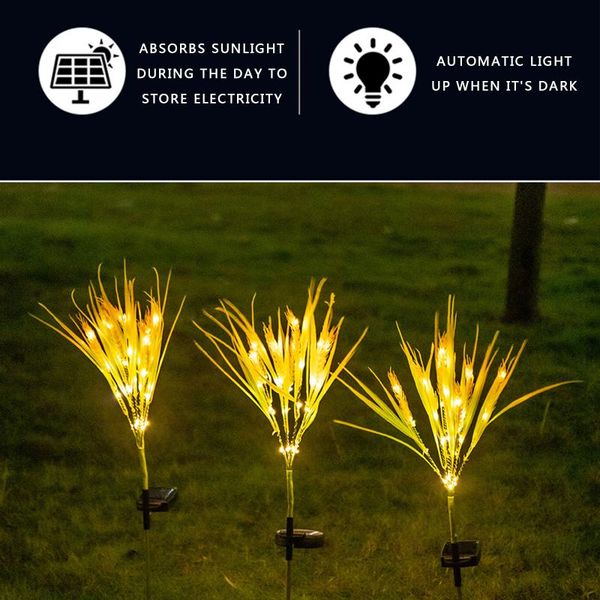 

lawn lamps wheat led garden lights solar waterproof decor stakes 2 pack decoration courtyard lamp light sensing simulation whea