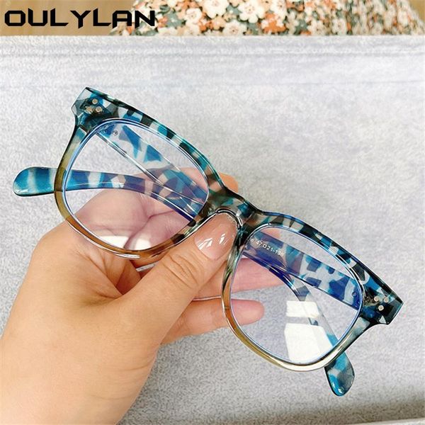 

fashion sunglasses frames oulylan blue light blocking computer glass frame men women optical transparent myopia trendy square decorative eye, Black