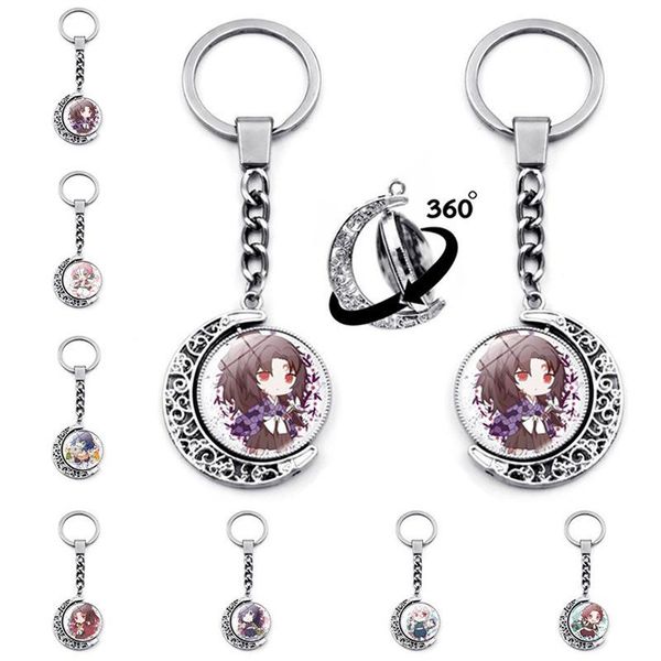 

keychains fashion charm demon slayer keychain kitchen gate tanjiro animation peripheral 360 degree rotationpendant decoration, Silver