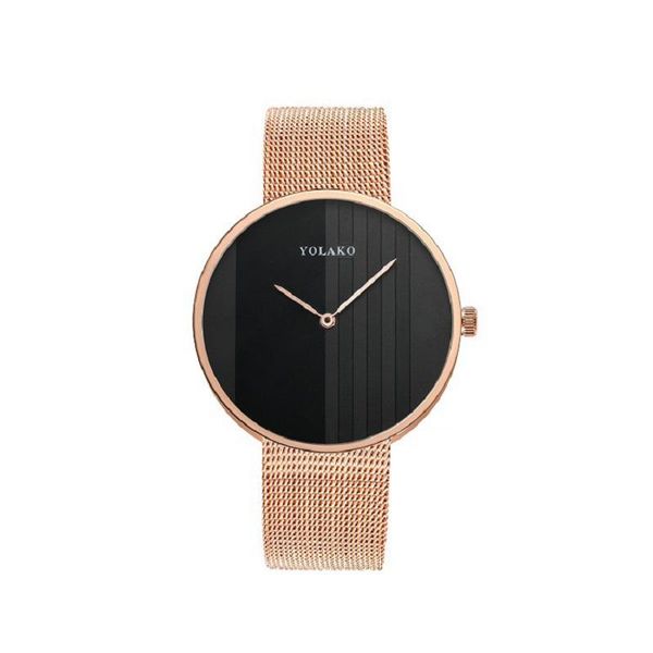 

wristwatches yolako women watch rose gold fashion for simple large dial quartz wristwatch female clock zegarek damski 2021 reloj, Slivery;brown