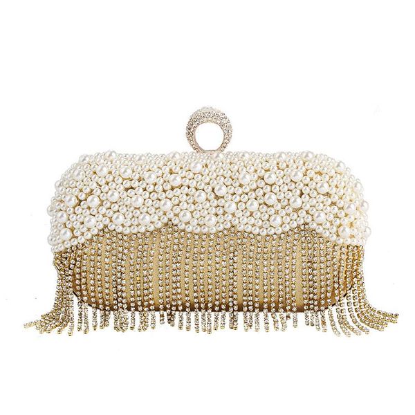 

luxury mini evening handbag for women bag pearl day clutch diamond chain shoulder bags rhinestones bridal gold