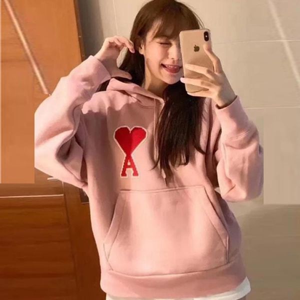 

women's hoodies & sweatshirts 2021 embroidered autumn casual hooded love heart loose for men/women fashion long sleeve black