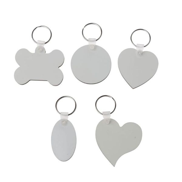 

12pc diy sublimation wooden hard board key rings double printable white blank mdf chain heat transfer jewelry making f3md keychains, Silver