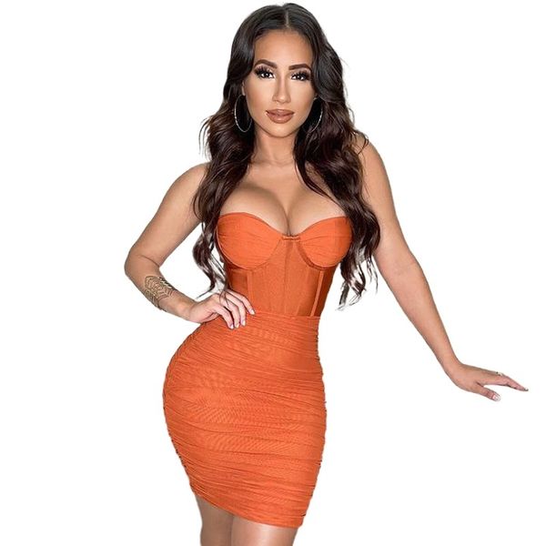 

strapless backless ruched mesh dress summer women sleeveless spaghetti strap black bodycon dress woman mini club dresses 210414, Black;gray