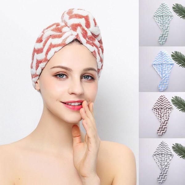 

towel microfiber hair fast drying dryer coral fleece folds bath wrap hat multicolor quick cap lady household tool