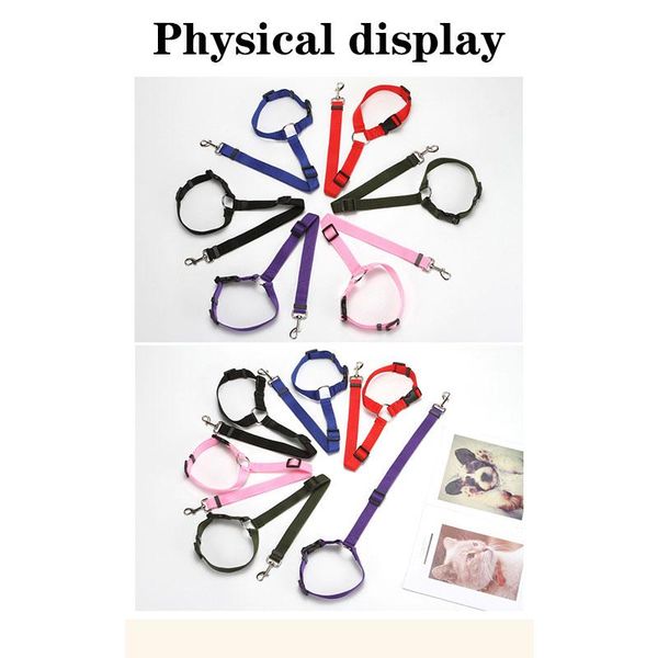 

adjust the car seat belt of pet dog, 135cm outdoor safety lead rope nylon anti-loss training supplies dog collars & leashes