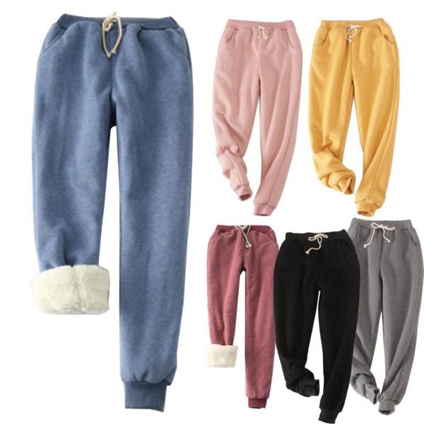 

women's pants & capris fashion women solid color drawstring autumn winter ankle tied thicken sweatpants for daily wear, Black;white