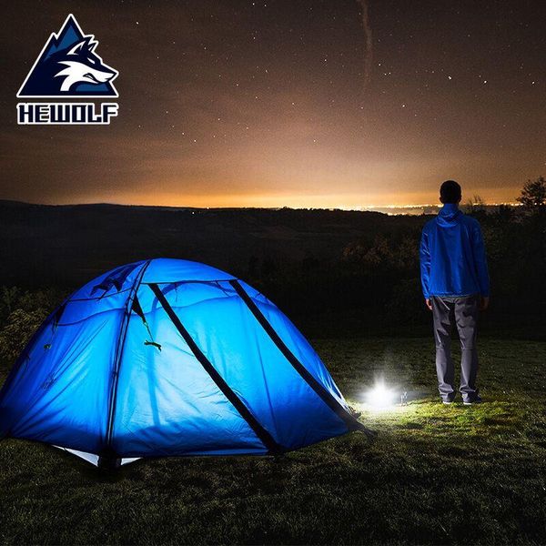 

hewolf tent 3-4 persons double layer aluminum pole 190t polyeste camping outdoor waterproof beach park pu5000mm tents and shelters