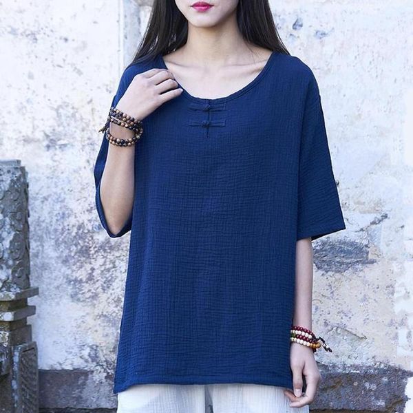 

women's blouses & shirts patchwork chinese style short sleeves panelled blousas women 2021 large size s-5xl 6xl loose female with butt, White
