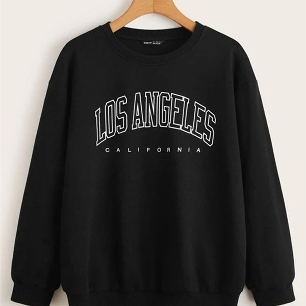 

2021 new sweater fashion casual print loose coat, Black