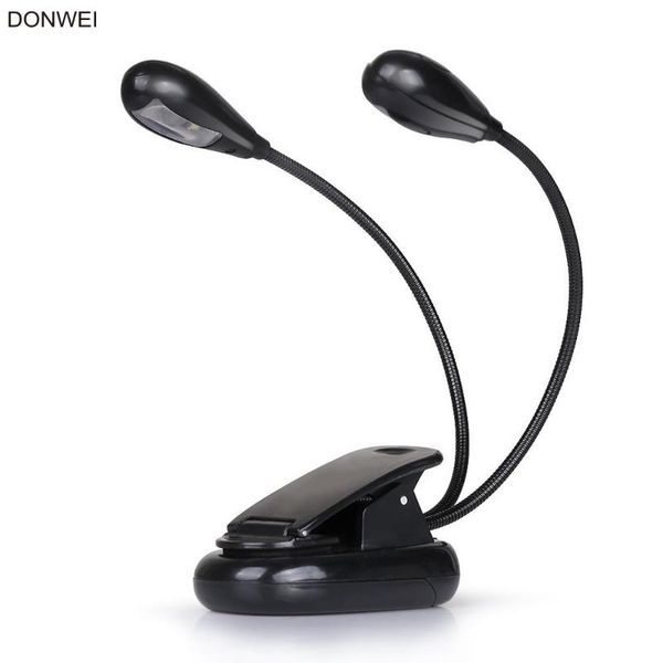 

book lights donwei mini dual head 4led clip light battery powered 2 mode flexible bright night reading lamp