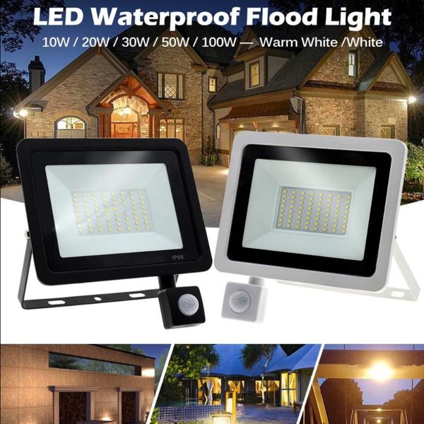 

motion sensor led floodlight 220v waterproof spotlight 10w 30w 50w 100w flood light outdoor lighting for garden street wall floodlights