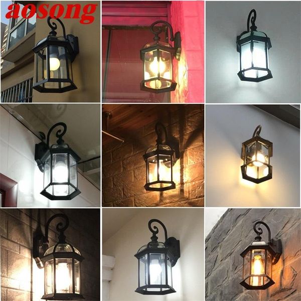 

outdoor wall lamps aosong sconces lamp classical light retro led waterproof for home aisle decoration