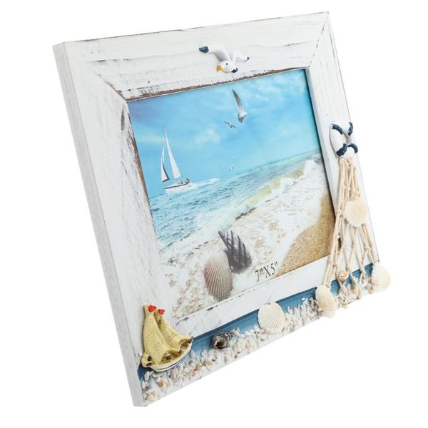 

frames 1 pc exquisite wooden po holder in marine style deskornament (white)