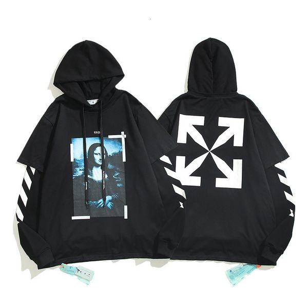 

autumn black mona off tested lisa arrow print hooded fake two men's sweaters couple