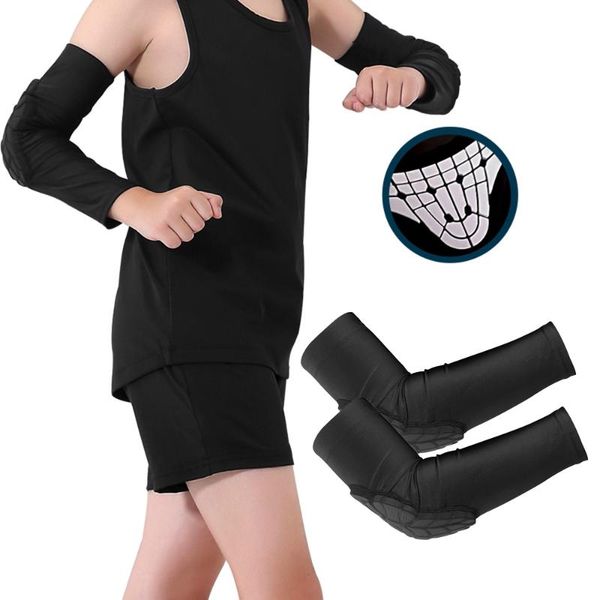 

elbow & knee pads kids compression sleeves anti slip youth support guards for basketball volleyball skating, Black;gray